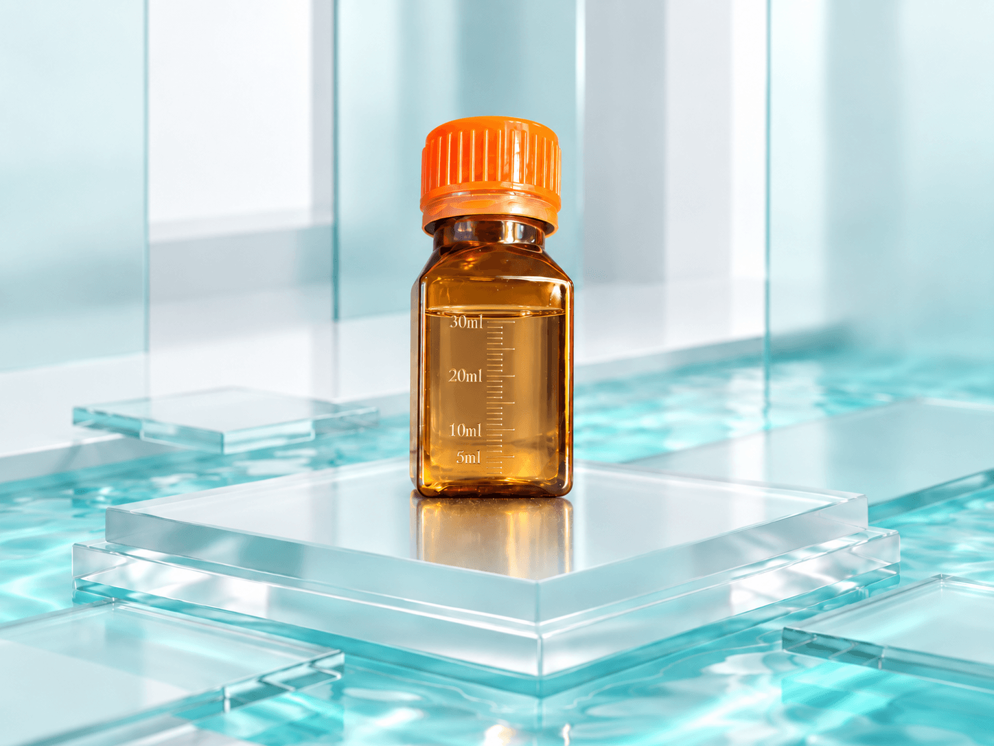 30 ml Square Methadone Bottle with 28 mm TE (non-CR) cap, product view 1. SKU LML-34SQ-30ML.
