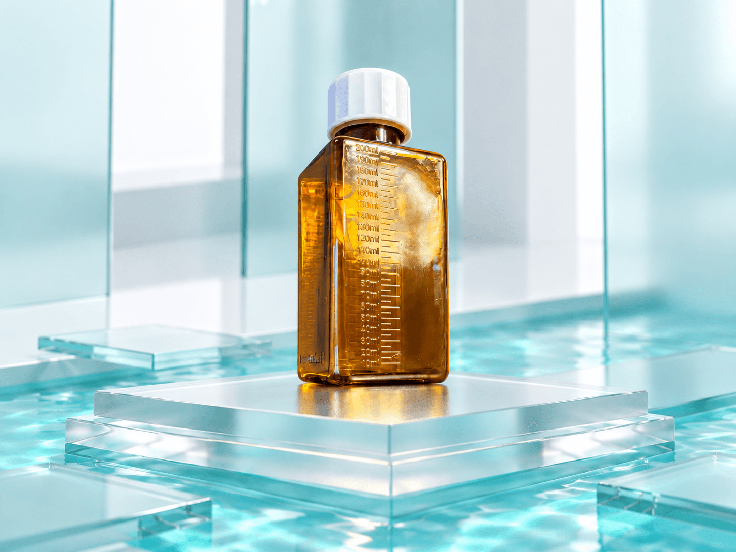 200 ml Square Methadone Bottle with 28 mm TE/CR Cap, product view 1. SKU LML-34SQ-200ML.